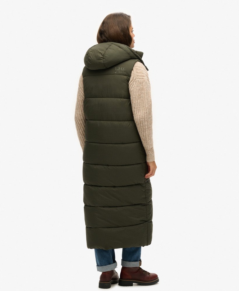 kamizelka z kapturem ripstop longline w kolorze khaki grid