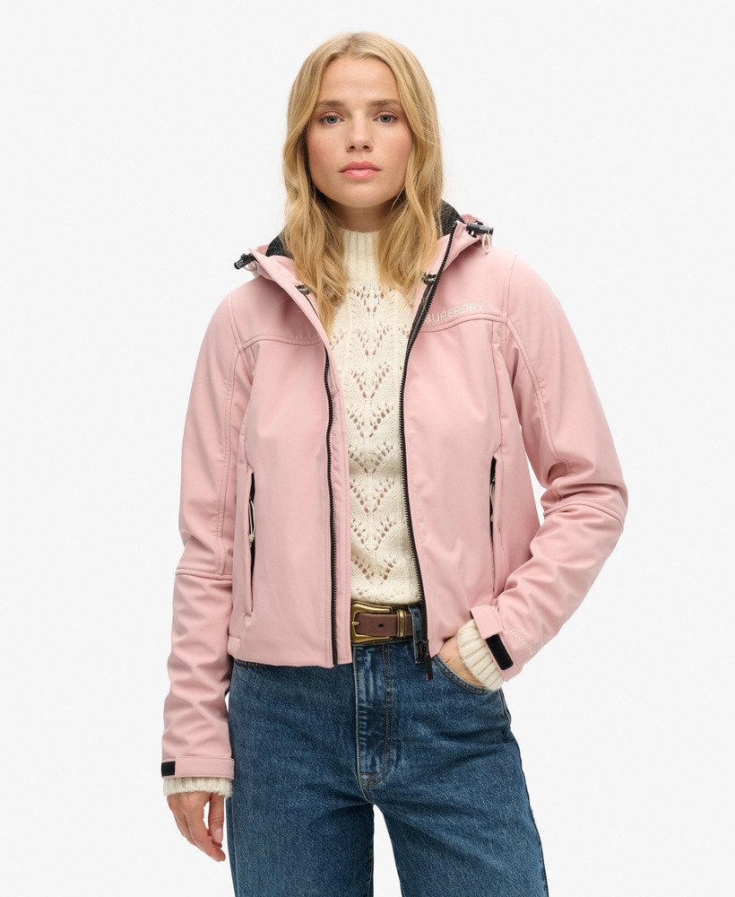 kurtka trekker z kapturem soft shell w kolorze różu vintage