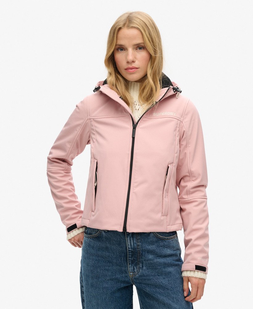 kurtka trekker z kapturem soft shell w kolorze różu vintage