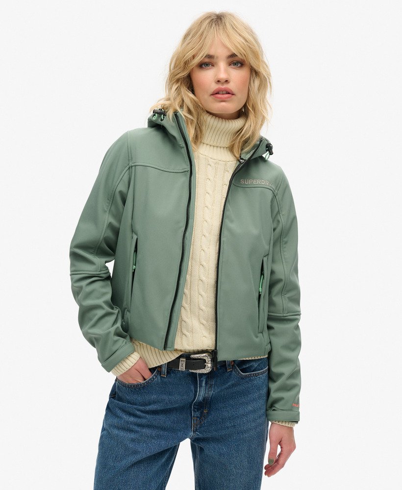 kurtka trekker z kapturem soft shell w kolorze laurel khaki