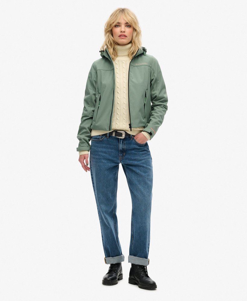 kurtka trekker z kapturem soft shell w kolorze laurel khaki