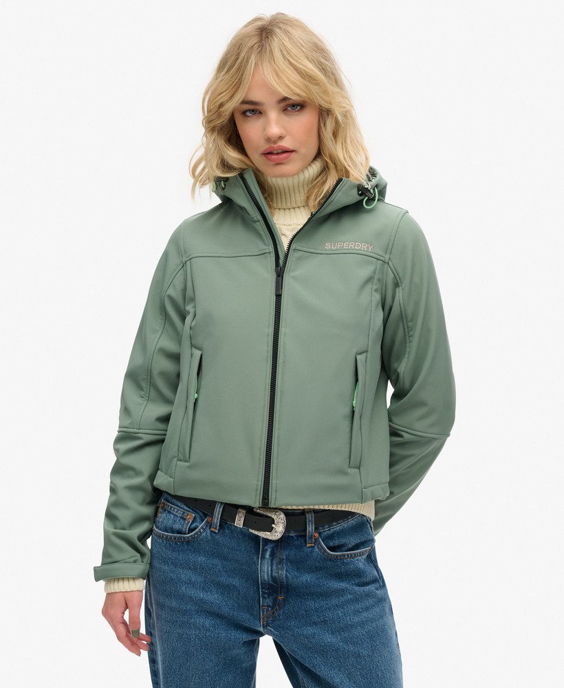 kurtka trekker z kapturem soft shell w kolorze laurel khaki