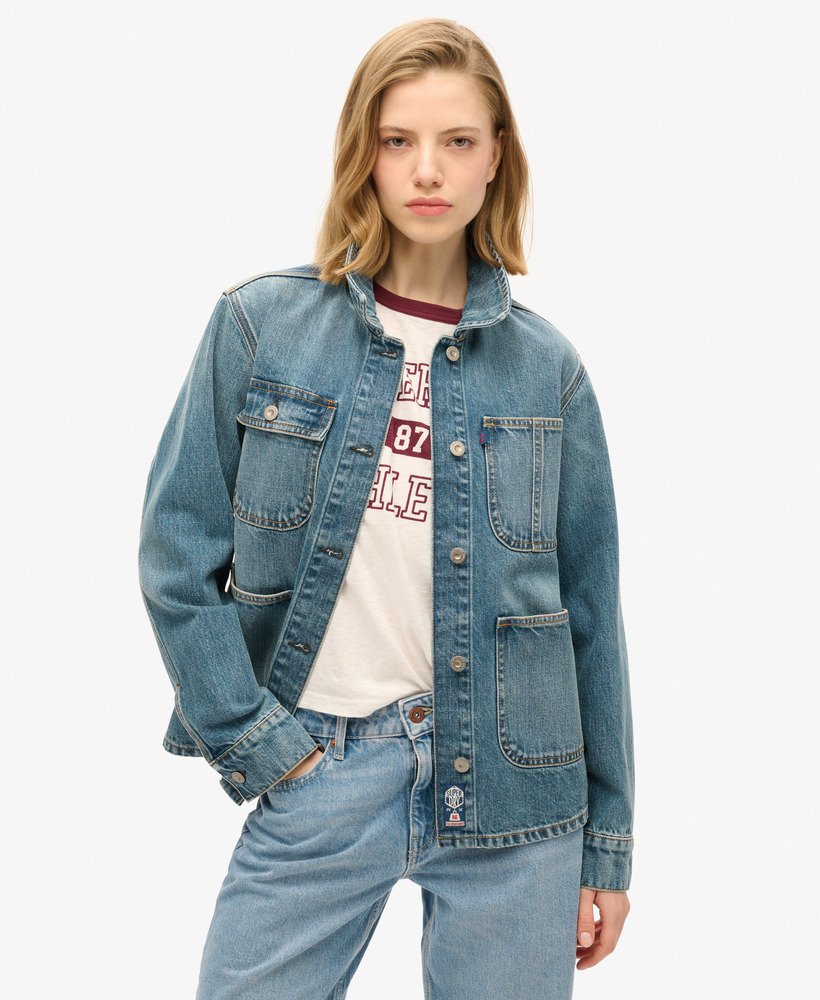 haftowana kurtka dżinsowa w kolorze fulton vintage blue