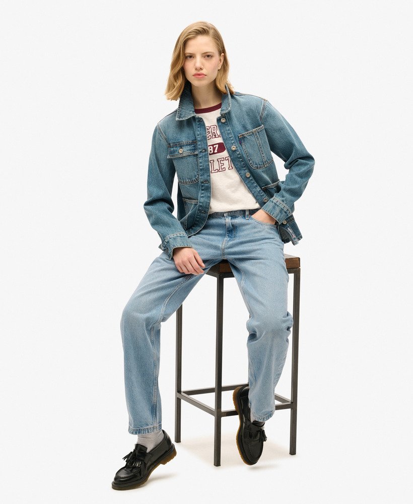 haftowana kurtka dżinsowa w kolorze fulton vintage blue