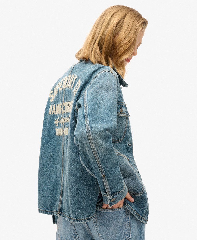 haftowana kurtka dżinsowa w kolorze fulton vintage blue