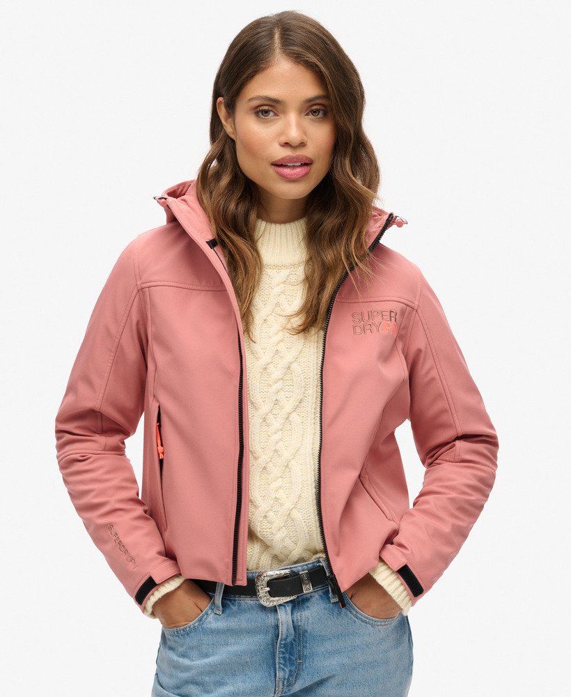 kurtka trekker z kapturem soft shell w kolorze withered rose