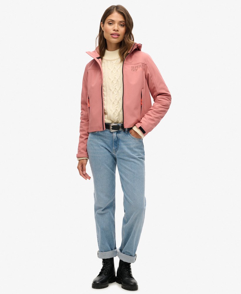 kurtka trekker z kapturem soft shell w kolorze withered rose