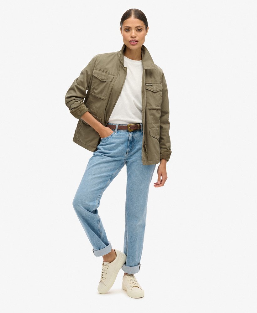 haftowana kurtka wojskowa m65 w kolorze khaki mchu