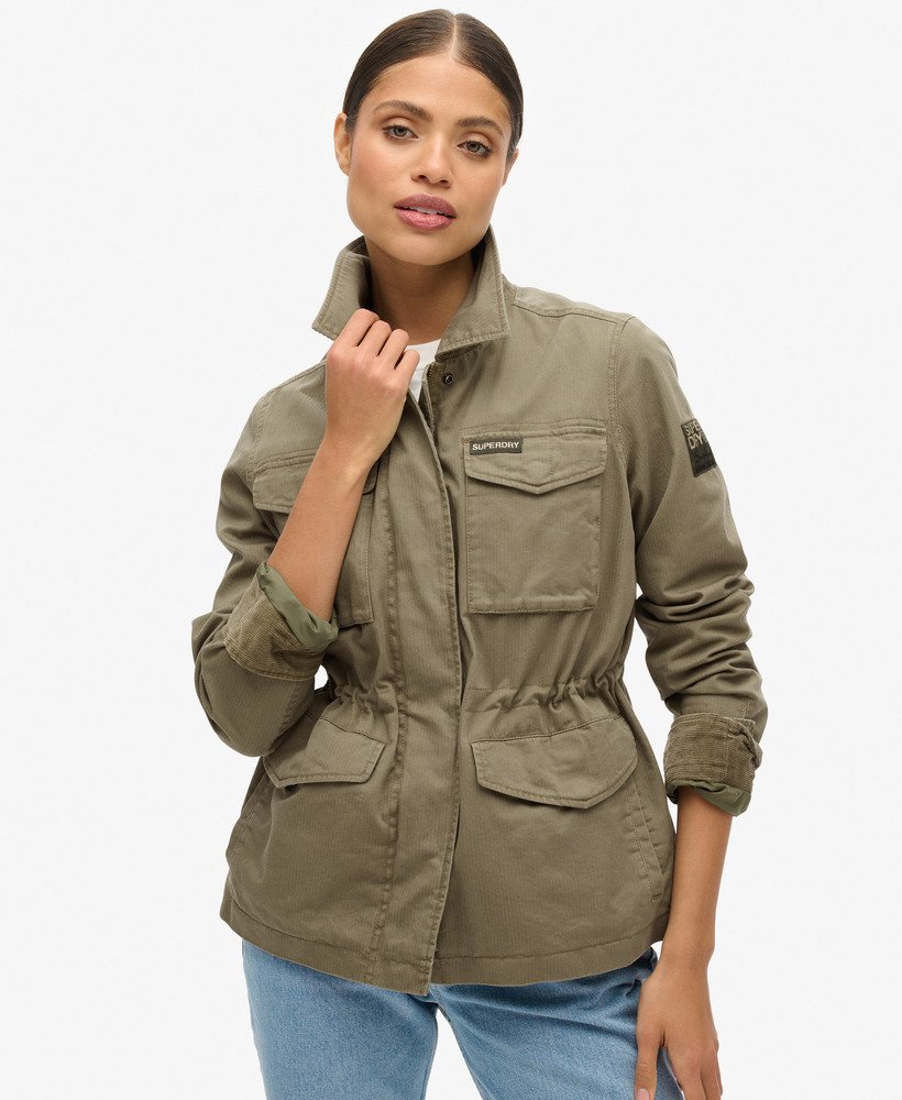 haftowana kurtka wojskowa m65 w kolorze khaki mchu