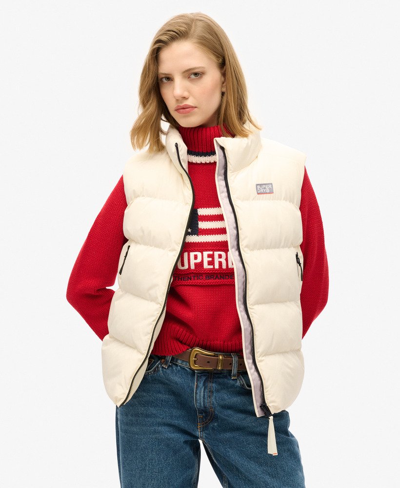 sportowa pikowana kamizelka w kolorze off white