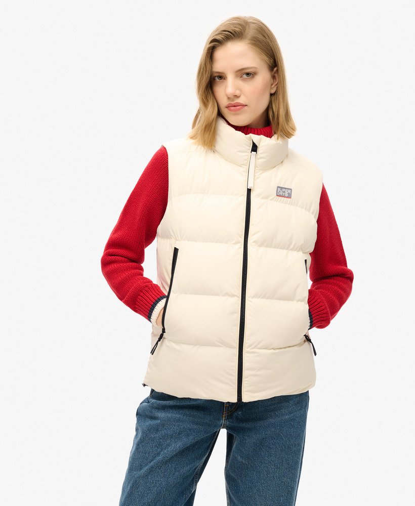 sportowa pikowana kamizelka w kolorze off white