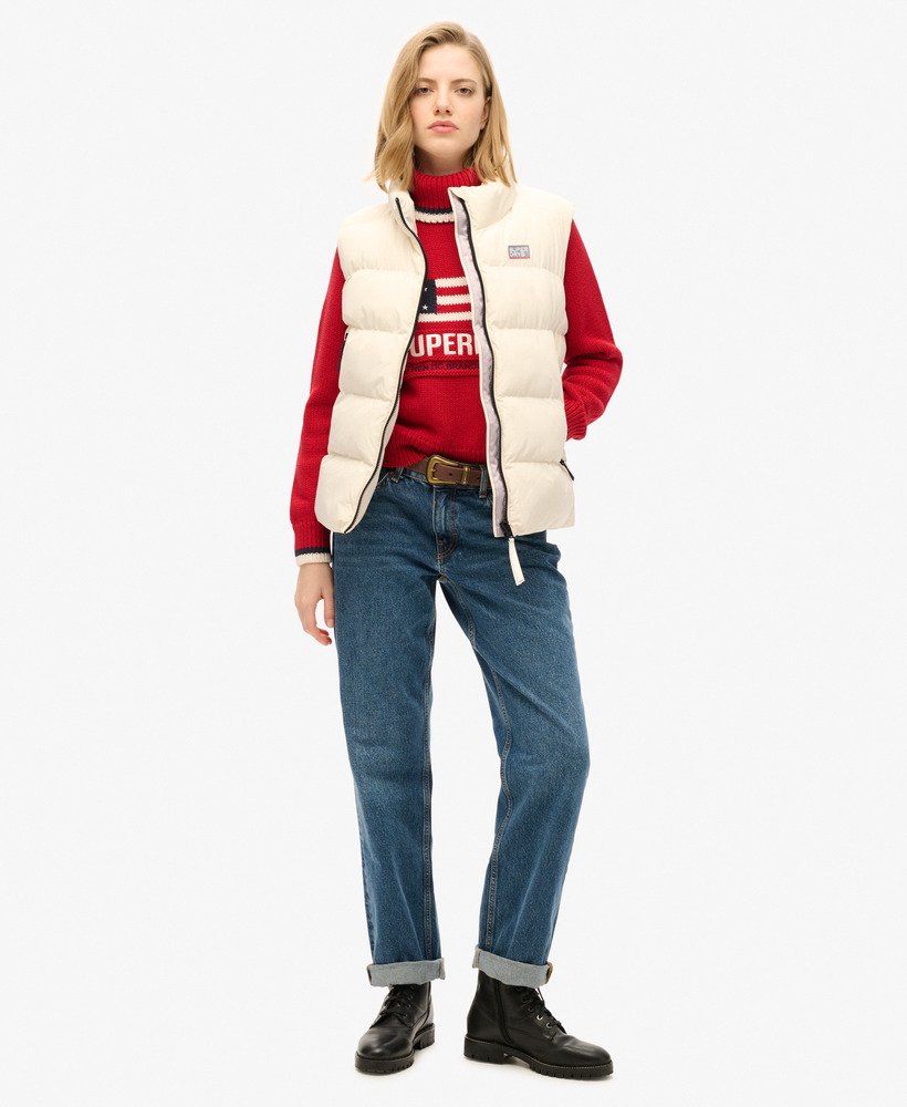 sportowa pikowana kamizelka w kolorze off white