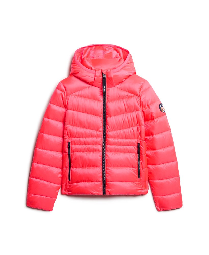 kurtka pikowana fuji z kapturem w kolorze hyper fire pink