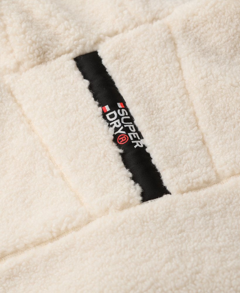 kurtka trekker z kapturem z polaru w kolorze off white