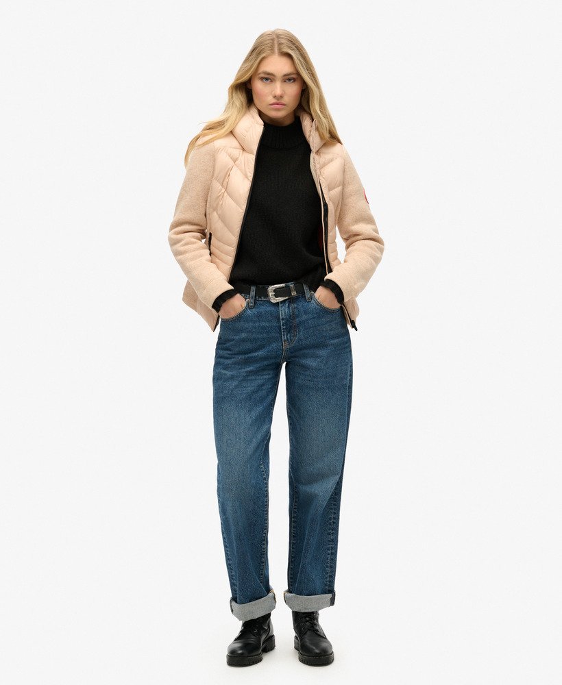 kurtka hybrydowa storm knit z kapturem w kolorze frappe beige