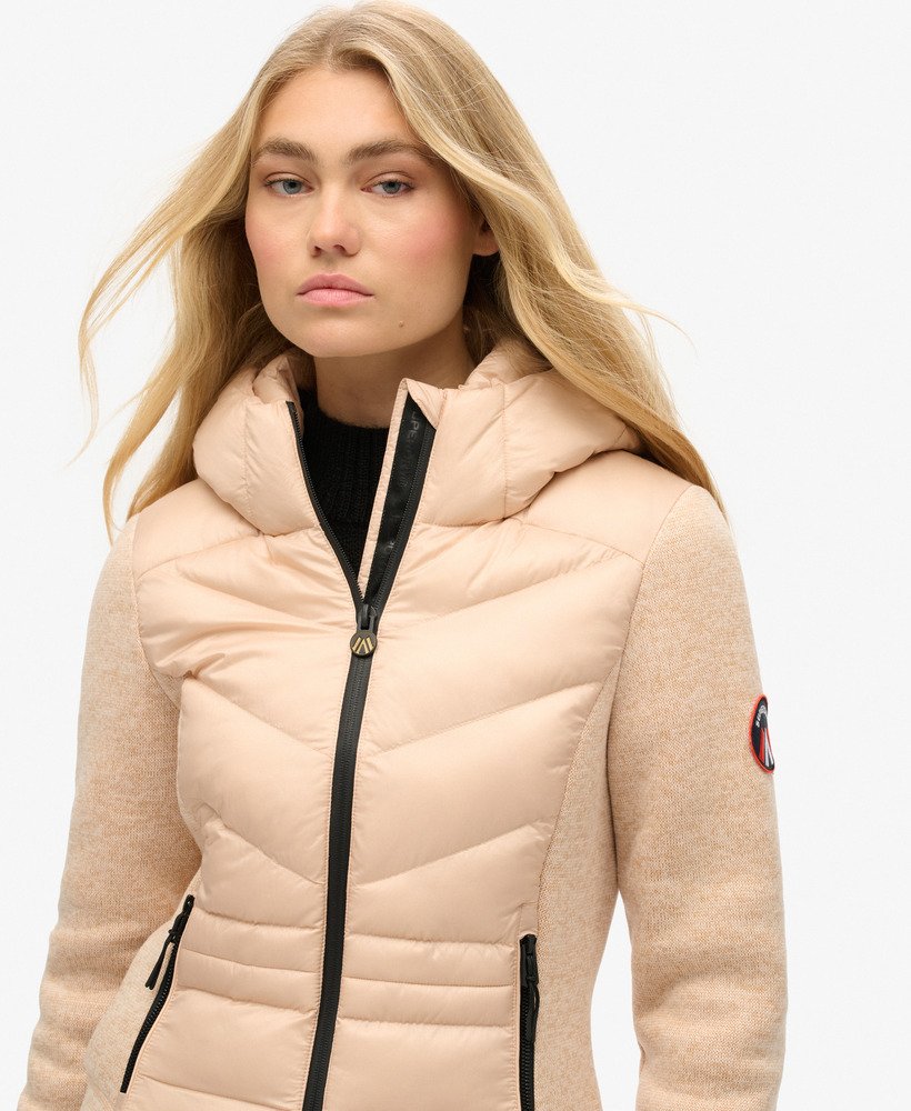 kurtka hybrydowa storm knit z kapturem w kolorze frappe beige