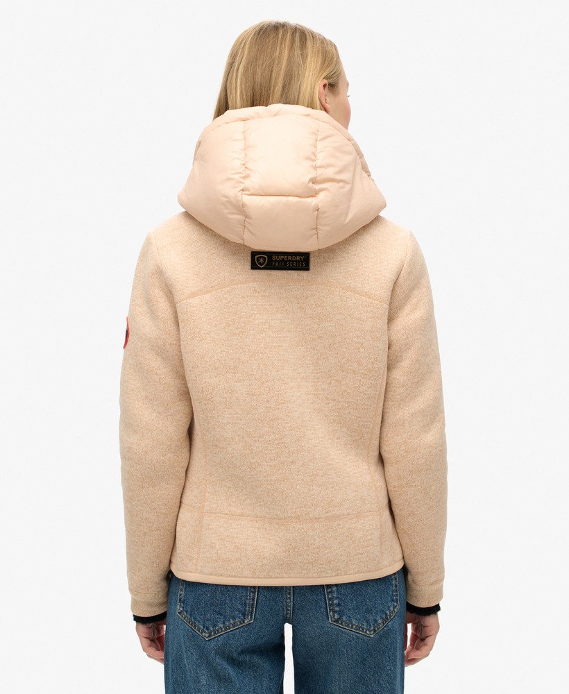 kurtka hybrydowa storm knit z kapturem w kolorze frappe beige