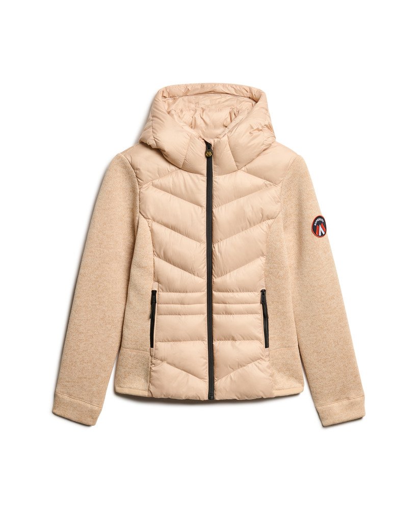 kurtka hybrydowa storm knit z kapturem w kolorze frappe beige