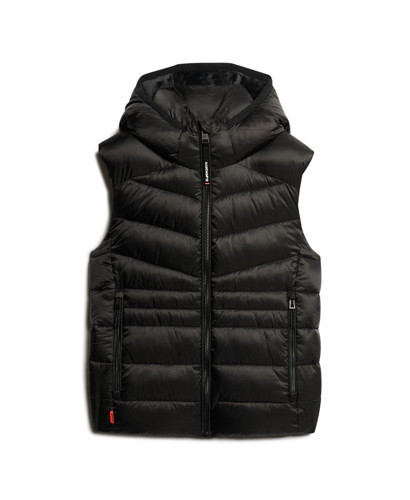 kamizelka z kapturem fuji quilt pikowana w kolorze czarnym