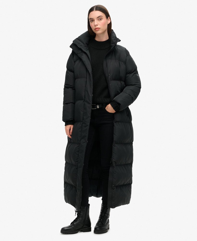 długa pikowana kurtka maxi longline w kolorze czarnym