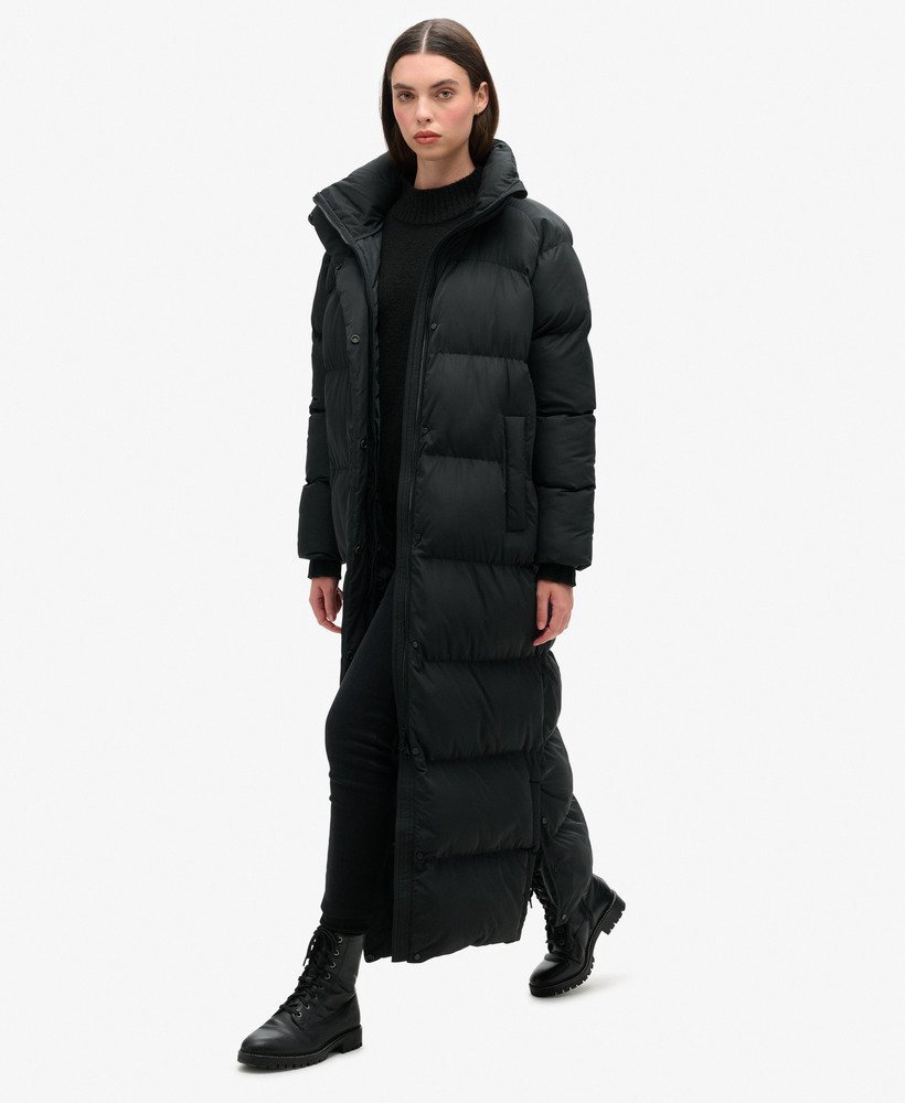 długa pikowana kurtka maxi longline w kolorze czarnym