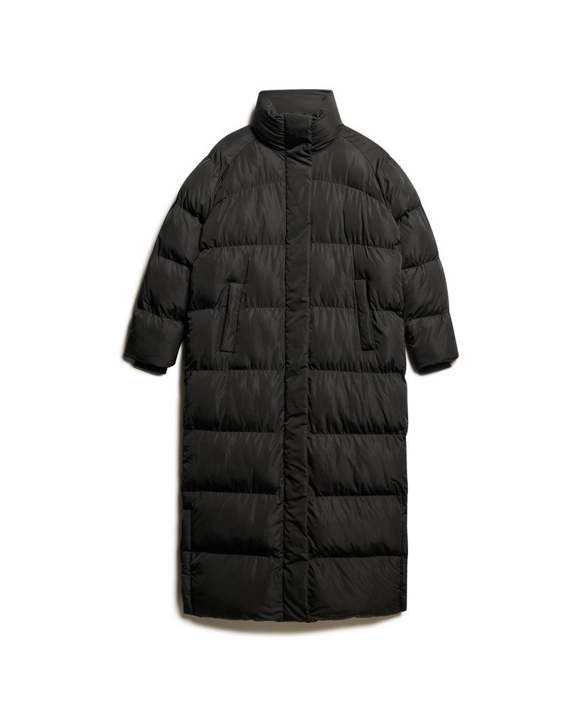 długa pikowana kurtka maxi longline w kolorze czarnym