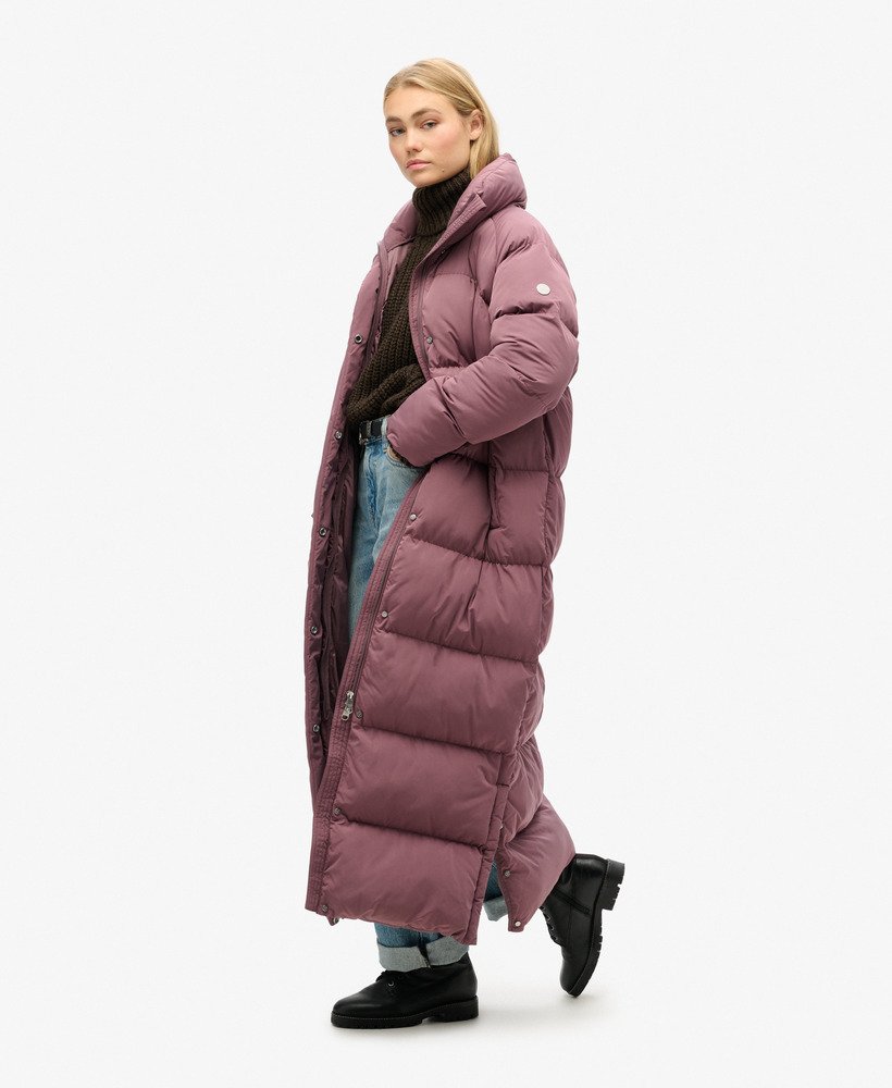 długi pikowany płaszcz maxi longline w kolorze flint purple