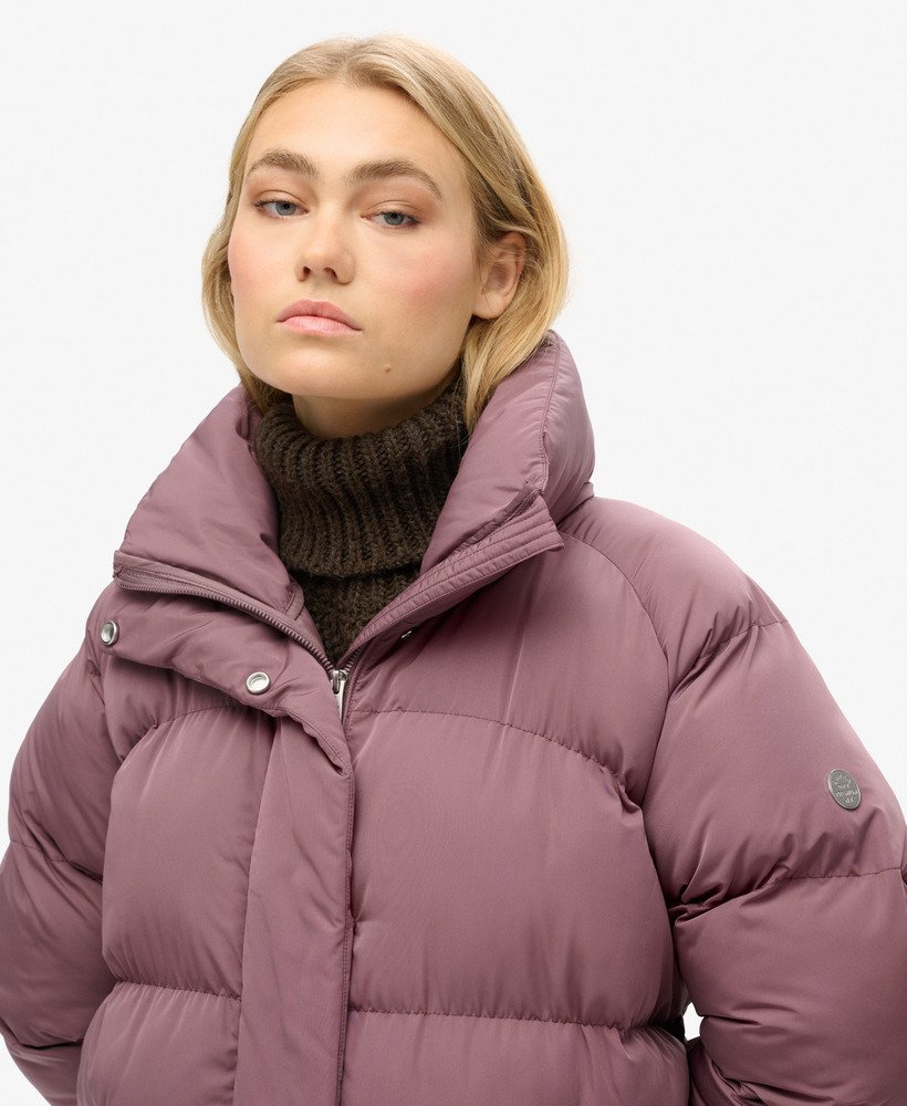 długi pikowany płaszcz maxi longline w kolorze flint purple