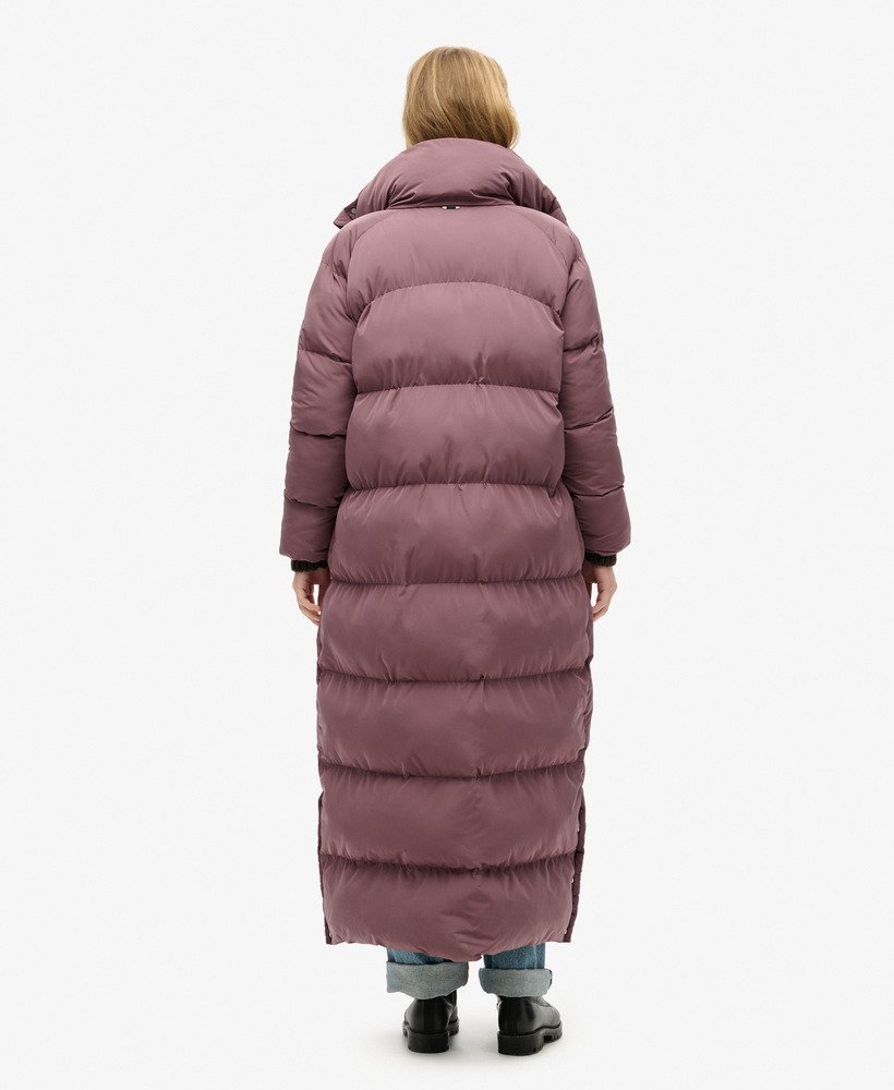długi pikowany płaszcz maxi longline w kolorze flint purple