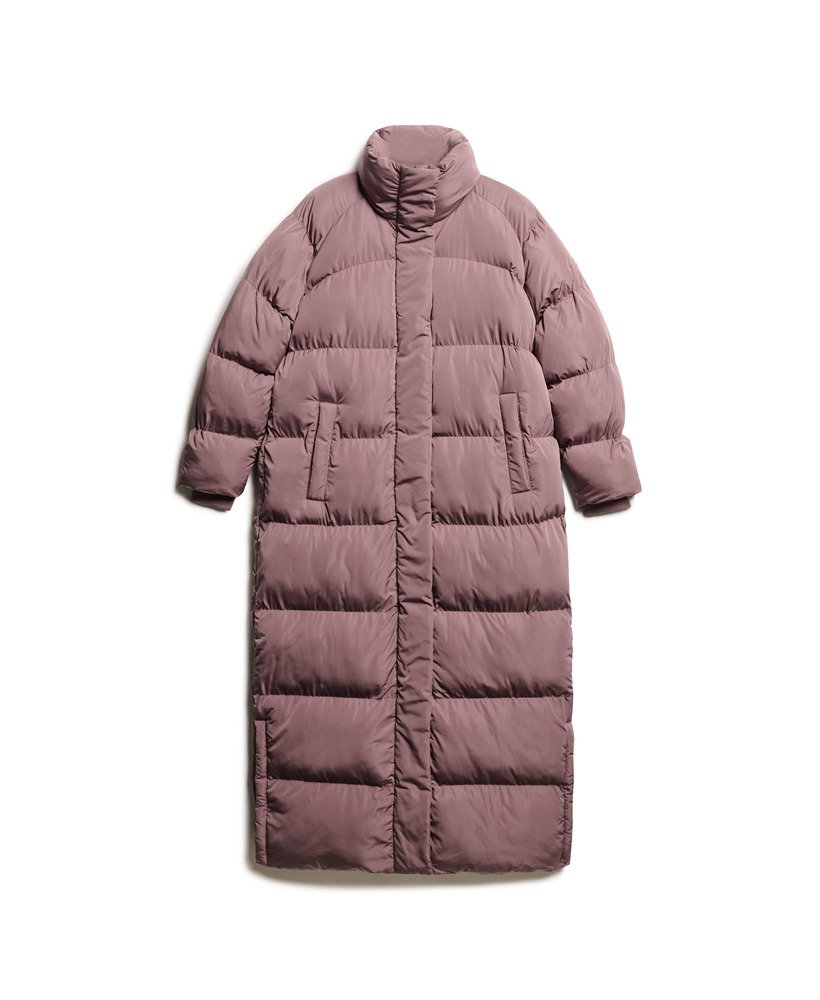długi pikowany płaszcz maxi longline w kolorze flint purple