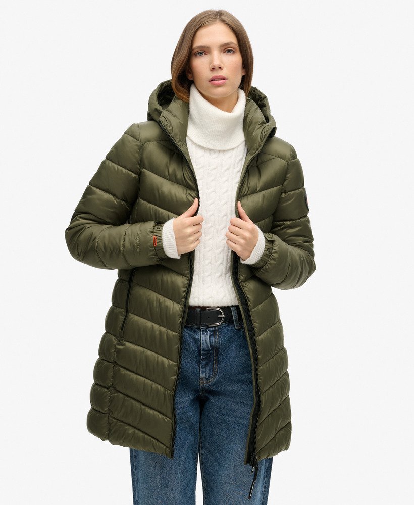 płaszcz fuji mid padded z kapturem w kolorze oliwkowozielonym