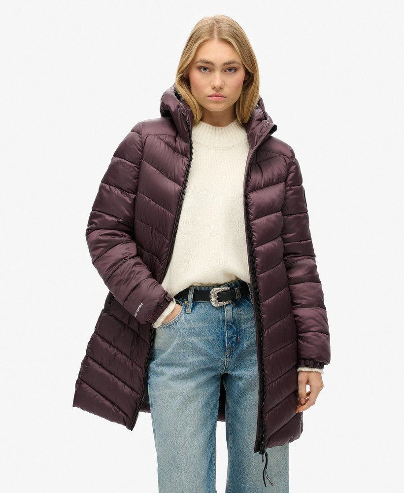 płaszcz fuji mid padded z kapturem w kolorze dymnej oberżyny