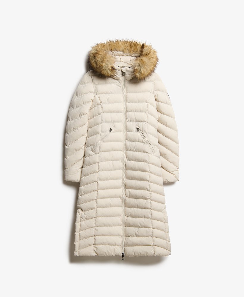 kurtka z kapturem fuji faux fur longline w kolorze rainy day grey