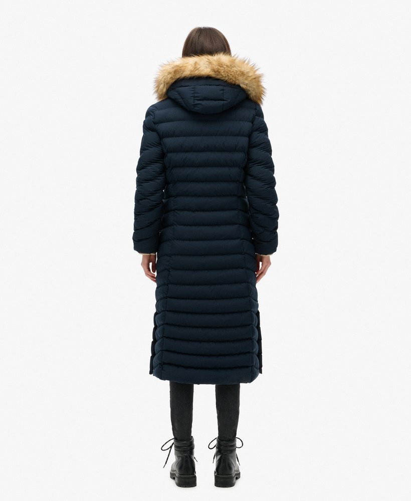 kurtka z kapturem fuji faux fur longline w kolorze eclipse navy