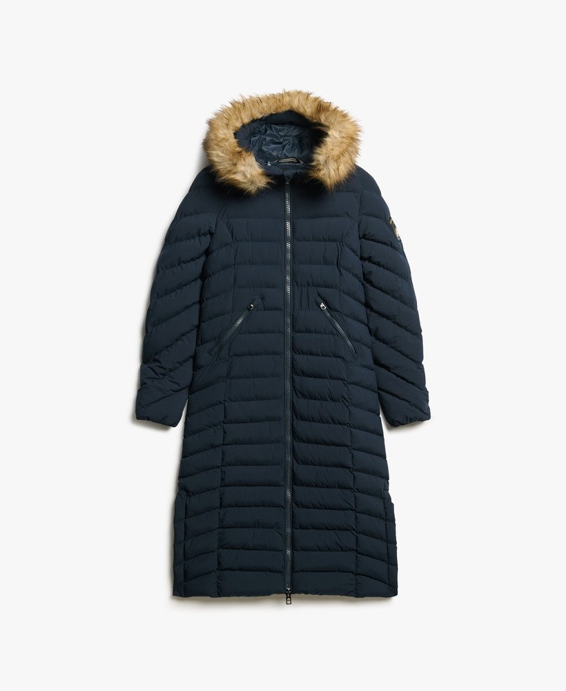 kurtka z kapturem fuji faux fur longline w kolorze eclipse navy