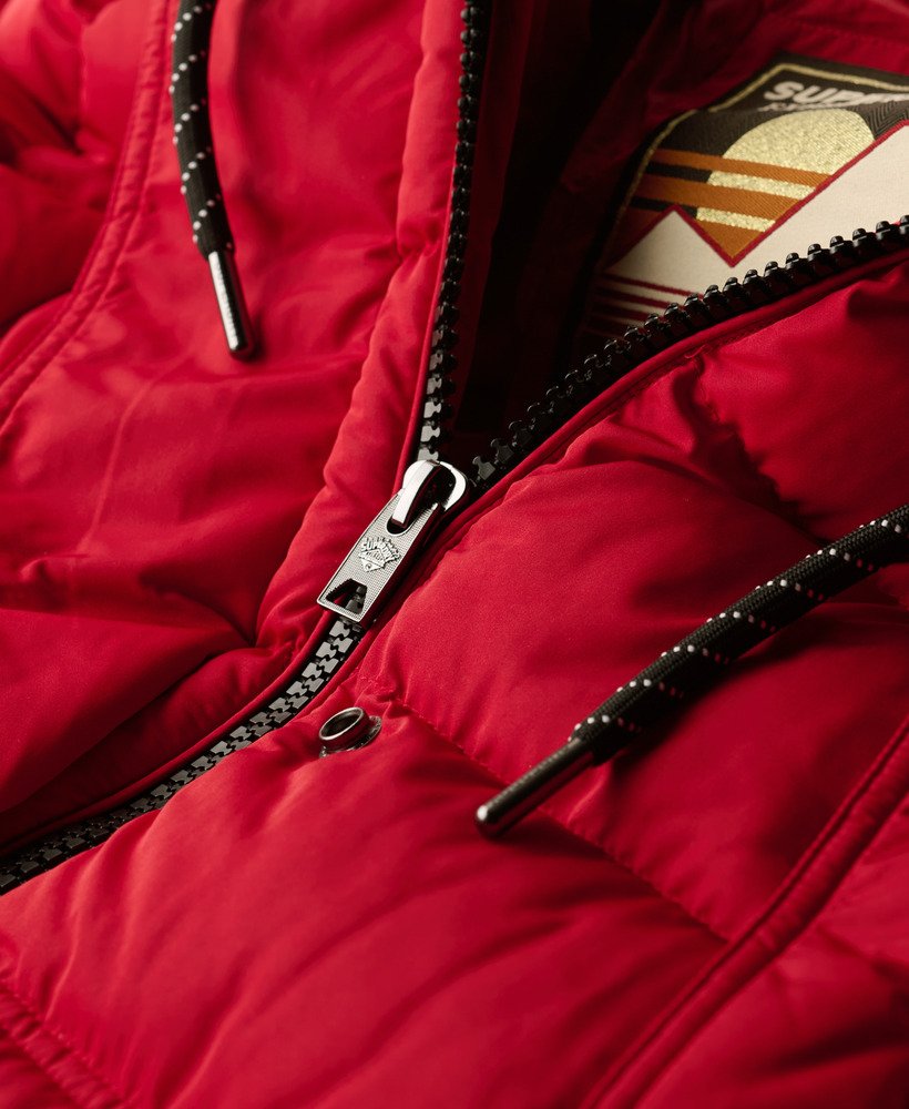 puchowy płaszcz everest mid faux fur w kolorze barndoor red