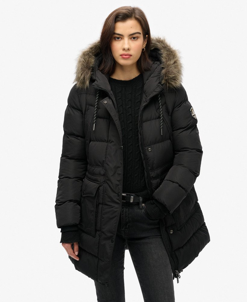 kurtka puchowa everest mid faux fur puffer w kolorze czarnym