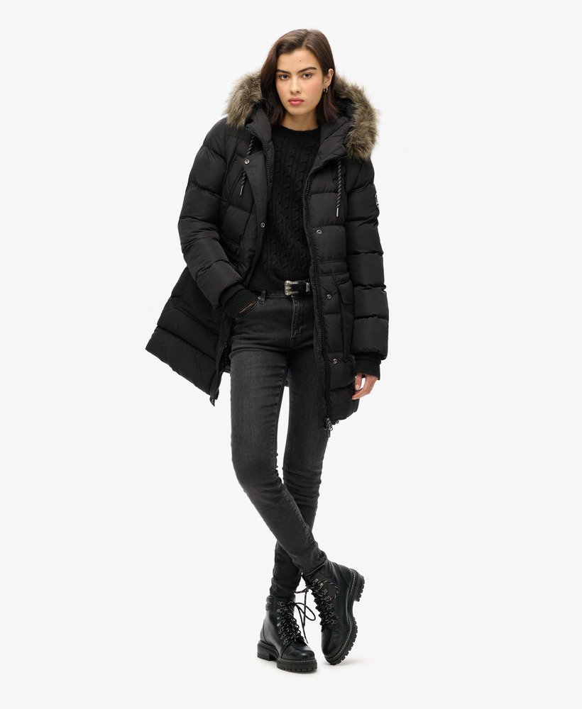 kurtka puchowa everest mid faux fur puffer w kolorze czarnym
