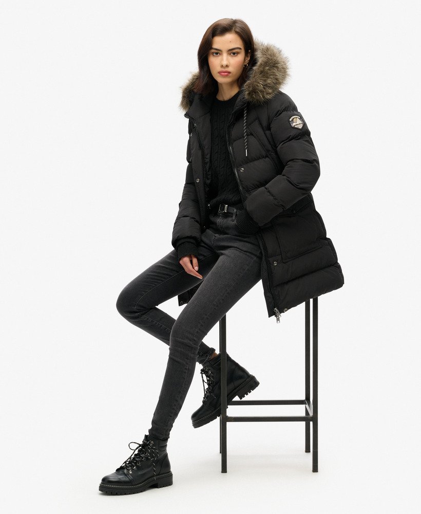 kurtka puchowa everest mid faux fur puffer w kolorze czarnym