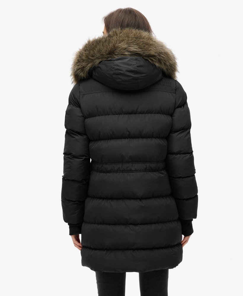 kurtka puchowa everest mid faux fur puffer w kolorze czarnym