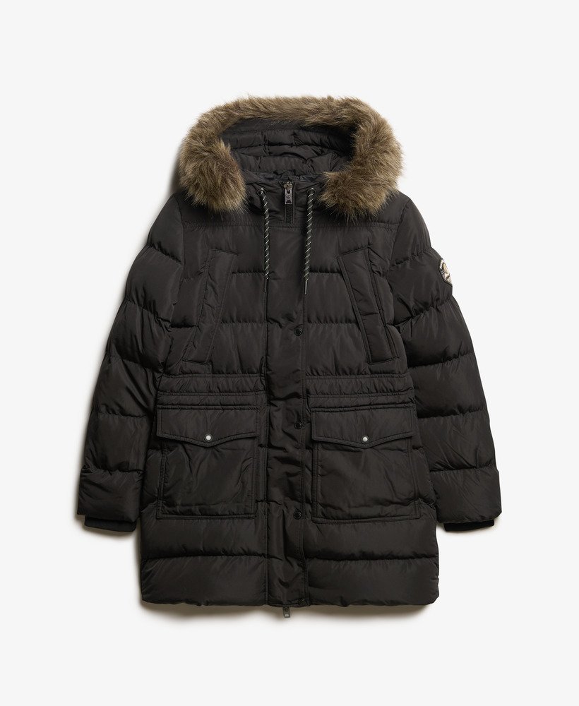 kurtka puchowa everest mid faux fur puffer w kolorze czarnym