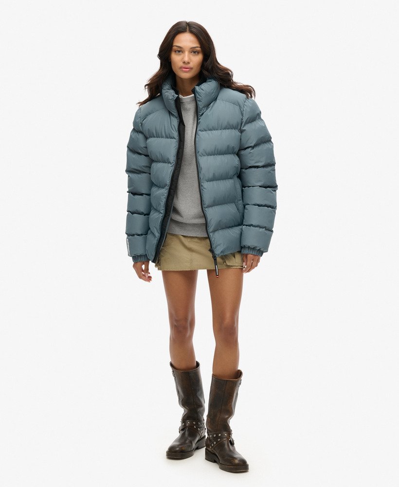 kurtka puchowa sportowa oversize w kolorze stormy weather blue