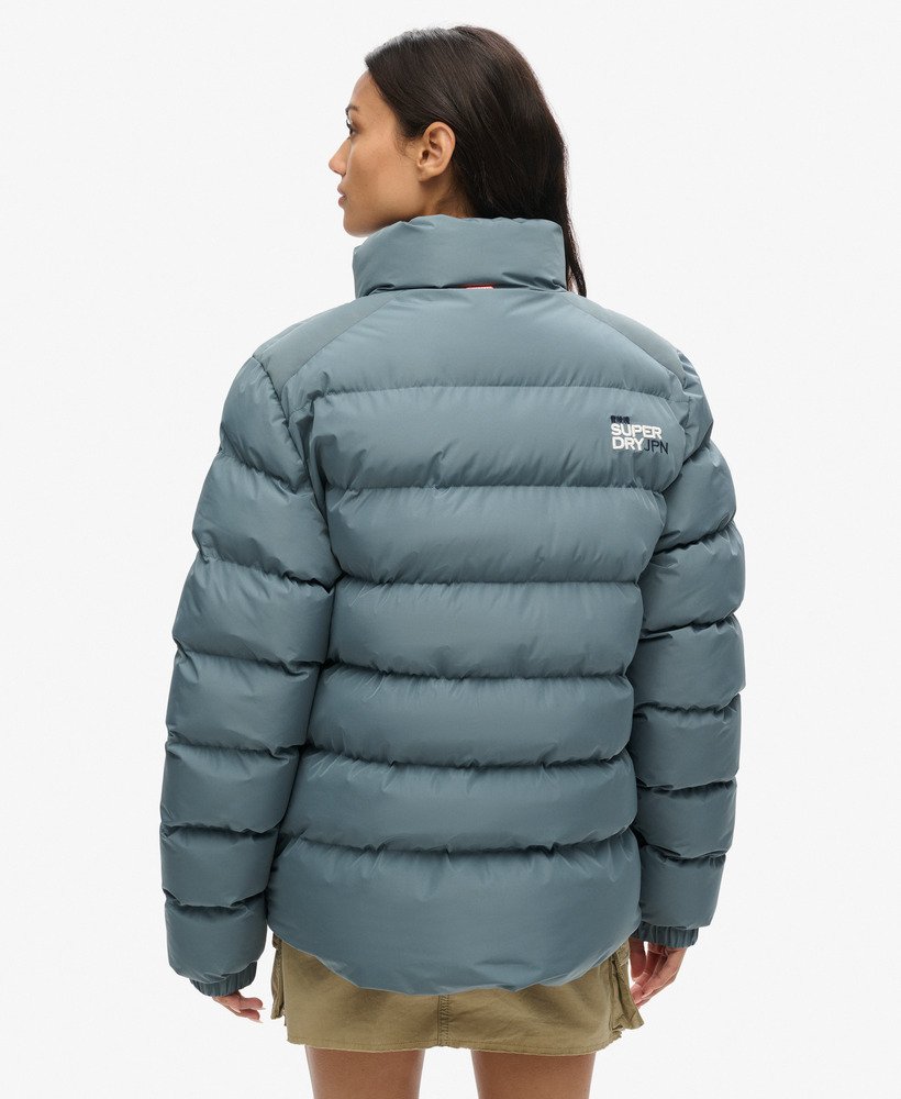 kurtka puchowa sportowa oversize w kolorze stormy weather blue