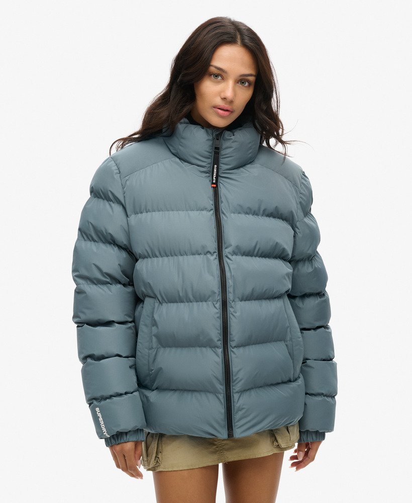 kurtka puchowa sportowa oversize w kolorze stormy weather blue
