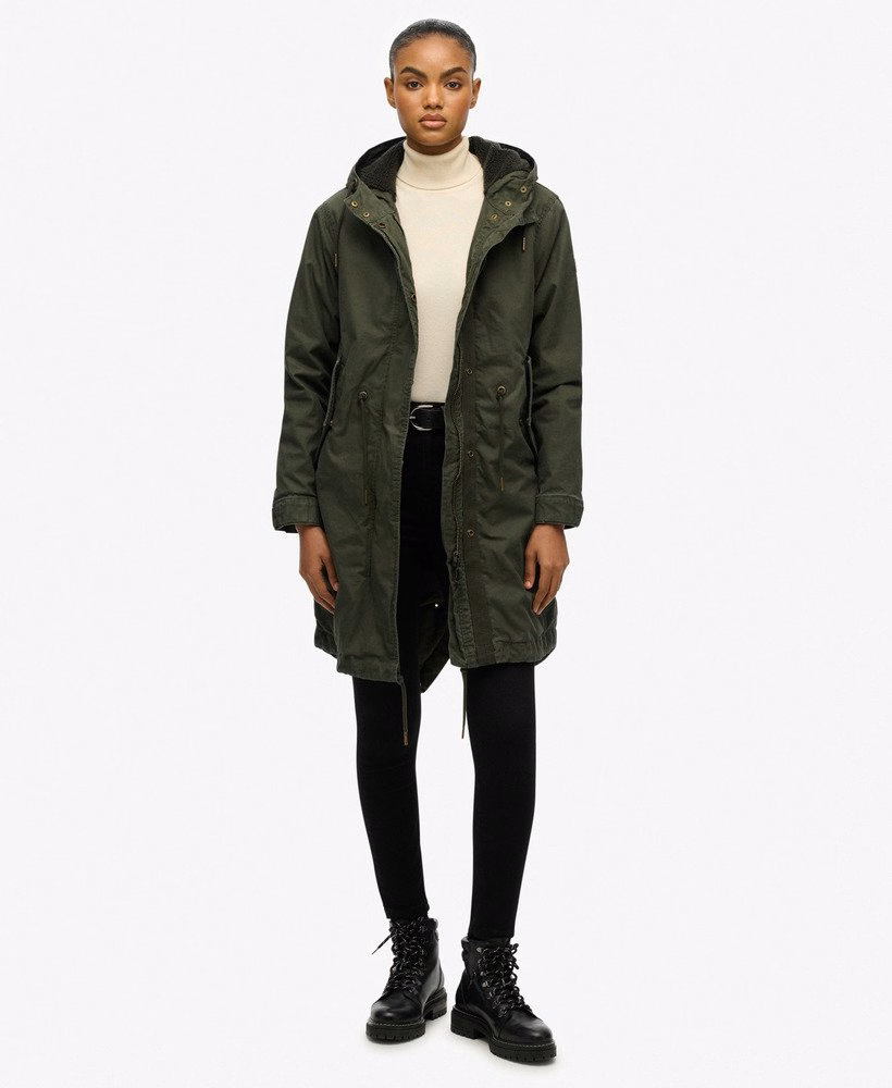 Wojskowy płaszcz parka Borg Fishtail