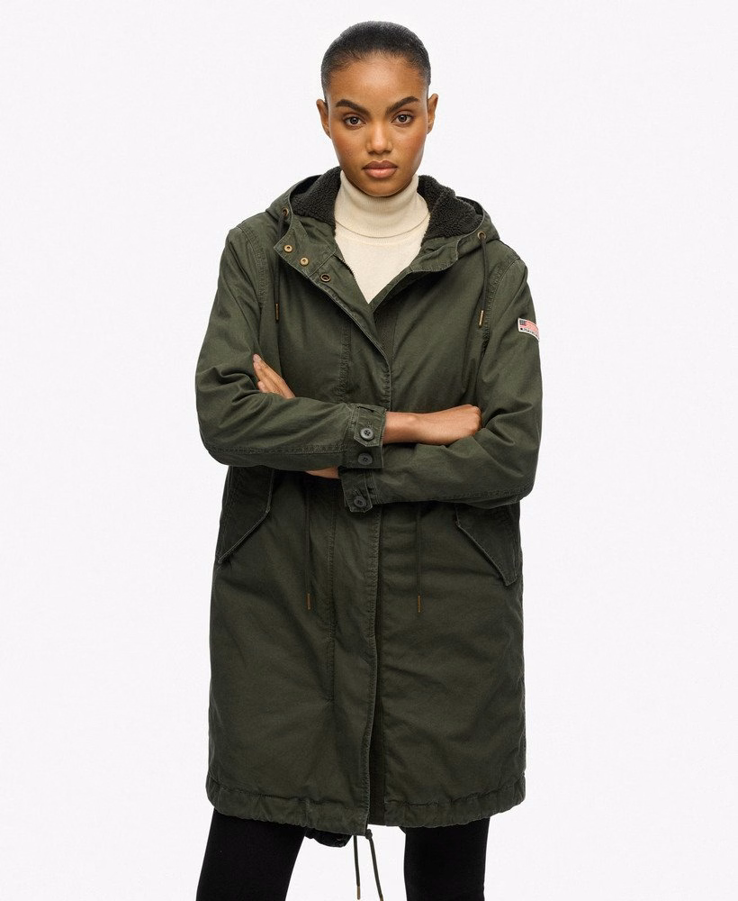 Wojskowy płaszcz parka Borg Fishtail