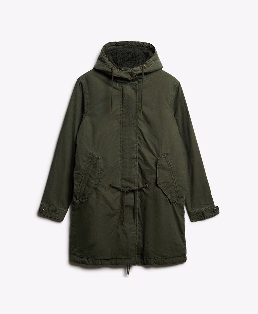 Wojskowy płaszcz parka Borg Fishtail