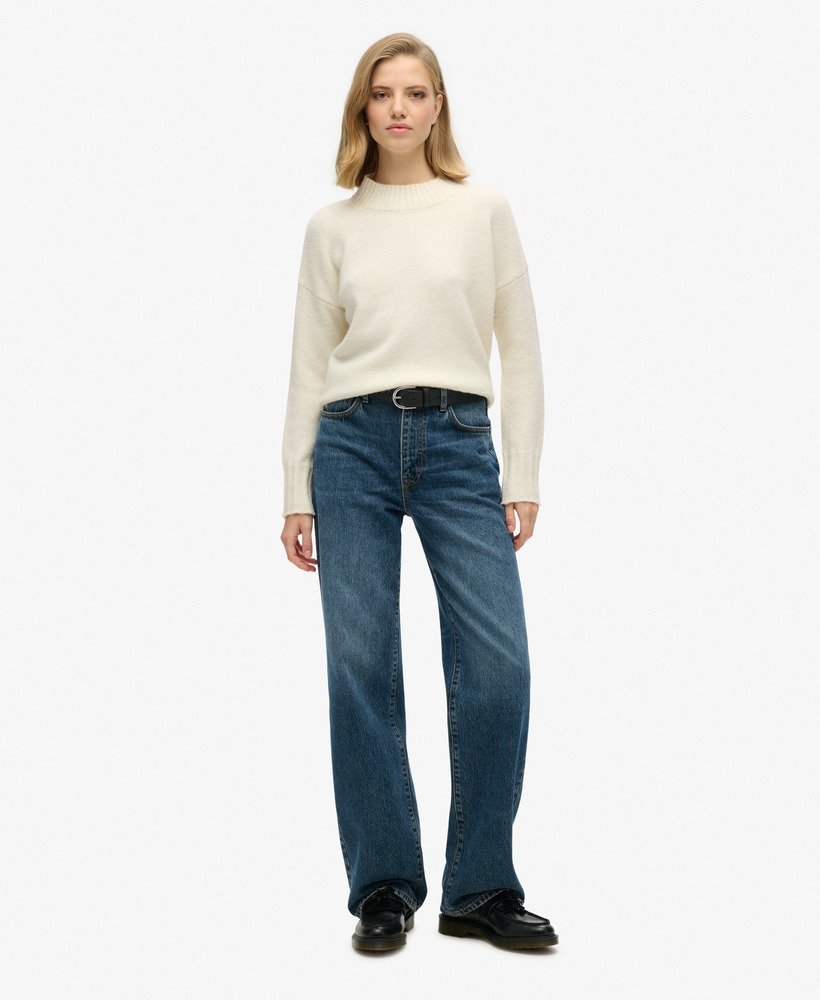 jeansy z szerokimi nogawkami z bawełny organicznej w kolorze fulton vintage blue