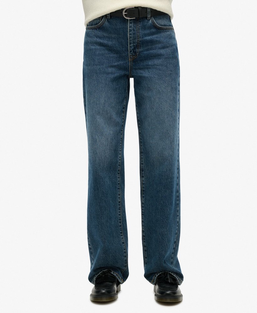 jeansy z szerokimi nogawkami z bawełny organicznej w kolorze fulton vintage blue