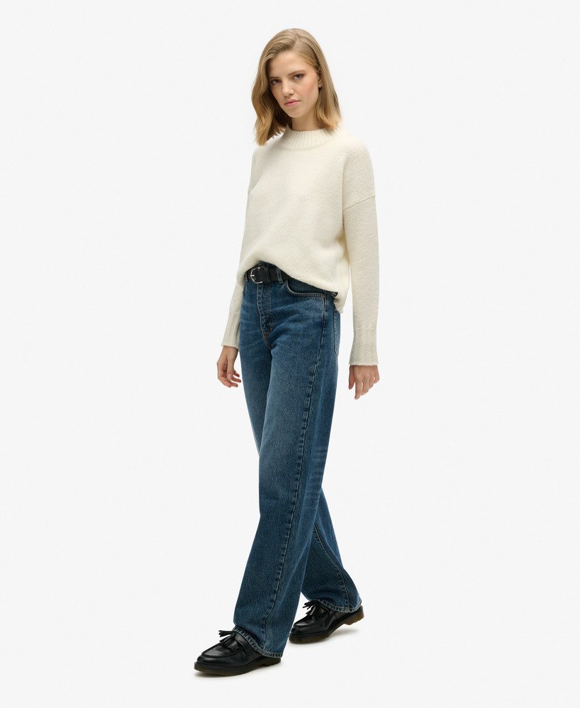 jeansy z szerokimi nogawkami z bawełny organicznej w kolorze fulton vintage blue